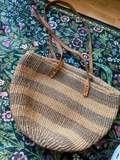 DAMEN KORB STROH BAST TASCHE