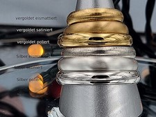 Sterling Silber 925 Bandring 4 mm breit halbrund satiniert/eismattiert/vergoldet