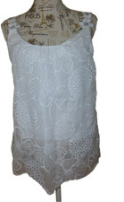 Sommer leichtes Top Bluse ? Shirt  Blusentop weiß Bruchmuster lagig L Viskose