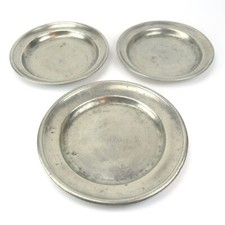 3 antike Zinn Teller 19. Jahrhundert Antique Pewter Plates 19th Century RARE