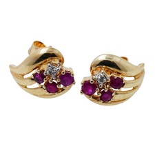 Ohrstecker Ohrringe Rubin Diamant 585 Gold 14 Kt Gelbgold Wert 620,-