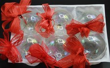 Christbaumschmuck 6x BAUMKUGEL Mundgeblasen Lauscha GLASKUGEL transparent Ø 7cm