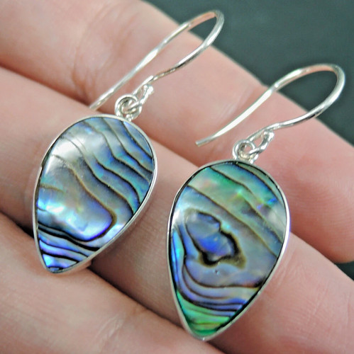925 silber wende ohrringe - 925, paua