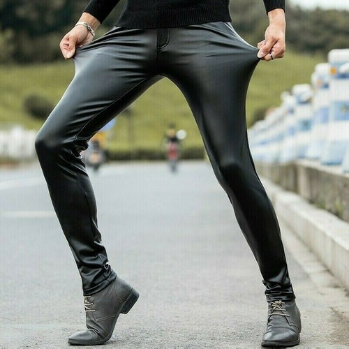 Herren kunstleder hose - hose, schwarz