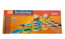 Toppoint 24 Deckfarben Set Wasserfarben mit Pinsel & Deckweiß für Kinder Schule