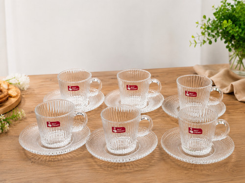 6er glas kaffeetassen set - glas, mit
