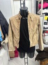 Stefanel Damen Lederjacke Woman Gr46 Beige LLV1913