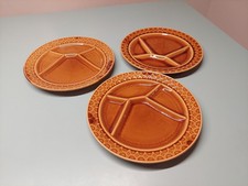Sarreguemines France, 3x Fondue,-Raclette,-Portionsteller 23,5 cm, 70er