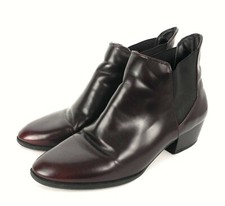 Zara Trafaluc Ankle Boots Damen Gr 40 Bordeaux Glanzleder-Optik Stiefelette