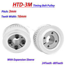HTD-3M 24-80Zähne Mit Spreizhülse Zahnriemenrad Zahnriemenscheibe Zahnbreite16mm