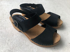MOHEDA PETRA Black Holzsandaletten ungetragen Leder Nubuk schwarz Gr.39 Sandalen