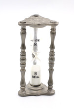 Sanduhr aus 95% Zinn & Glas 8 Minuten Laufzeit Vintage alt H 11 cm