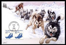 Hundeschlitten. Maximumkarte. USA 1986