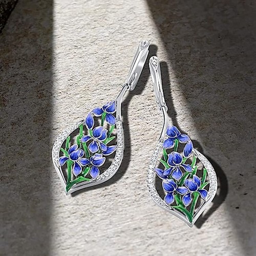 Blaue blumen ohrringe damen - blaue,