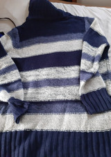 Pullover, Strickpullover, grau/blau, mit Rollkragen, Gr. XXL