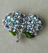 Hortensien Brosche Silber