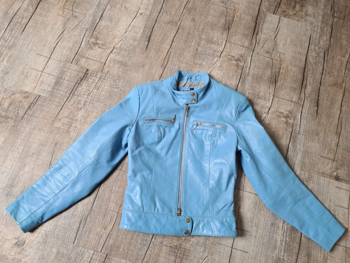 Lederjacke hellblau xs - hellblau,