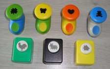 7 Motivstanzer Papierstanzer Set - Hahn Klee Schmetterling Bär Haus Herz Kuh