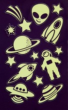 Sticker Leucht Aufkleber Weltraum Sterne Raumschiff Mars glow in the dark