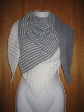 Schultertuch, Dreiecktuch, Grau und Creme, Merinowolle und Seide, leicht