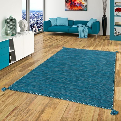 Natur teppich kelim - kelim, blau