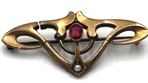 Jugendstil brosche schaumgold - brosche,