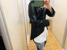 Rundholz Lederjacke Schwarz