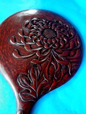 JAPAN Kamakurabori Urushi Holzlack Handspiegel ~ 1960