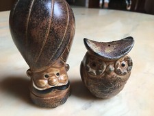 Salz- und Pfefferstreuer vintage Eule und Turbanfigur Keramik ... 70er Jahre 