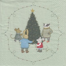 3 Lunch Papier Servietten Napkins (G1.1) Dachs Hase Maus Weihnachten