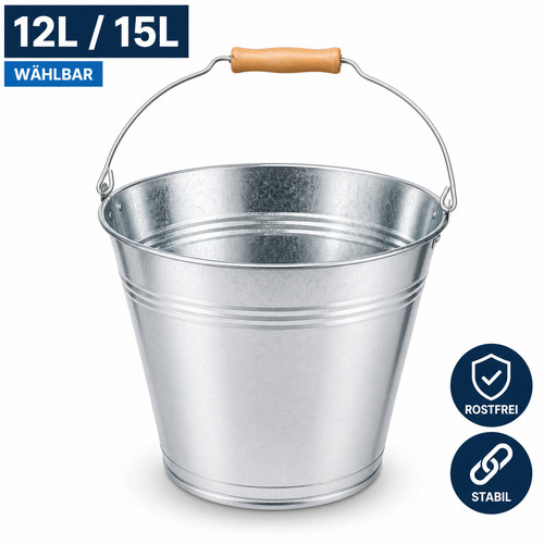 Wassereimer zink 12l 15l - 12l, –
