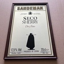 Bar Spiegel "Sandeman Seco Sherry", 22 x 32 cm, Hochformat, Holzrahmen