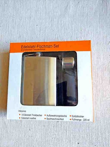 Flachmann set edelstahl 225 - edelstahl,