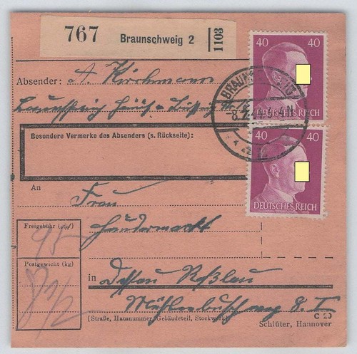 Deutsches reich paketkarte - deutsches,