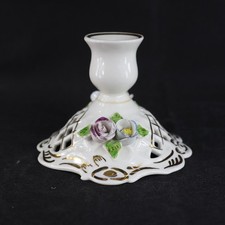 Handwerklicher Kerzenhalter aus Porzellan, Rosen Motiv,  Sammlerdekor, Gold Deko