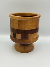 Handgefertigter Kelch Parkett Stil/segmentiertes gedrechseltes Mosaik Kunsthandwerk Dekor