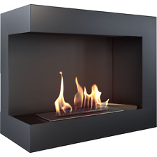 Bio Ethanol Kamin DELTA schwarz 600 links offen für Wand Einbau 60 cm breit