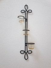 schwarzer Wandkerzenhalter aus Metall von TCM (Tchibo), mit 3 Teelichtgläsern
