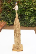 Treibholz Pfahl MOIN mit Keramik - Möwe, Seepocken, Stele Sylter Strand 