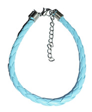 geflochtenes Armband blau 19- 24 cm Kunst Leder ModeSchmuck silber NEU + TOP