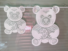 Gardinen für Kinderzimmer Motiv Teddybär 1xca. 40, 1xca. 26 cm hoch Scheibengard