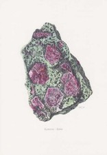 Korund Rubin Fundort Kilimandscharo Farbdruck von 1969 Edelsteine Mineralien