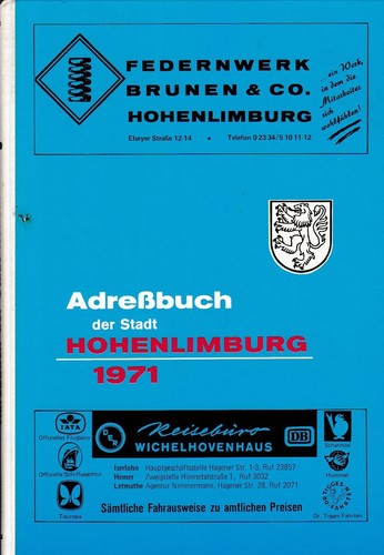 Adressbuch stadt hohenlimburg - adressbuch,