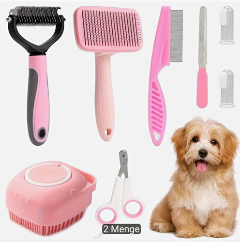 Hundepflege bürsten set rosa - hundepflege, bürsten-set