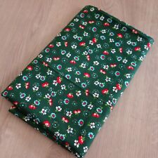 70er Jahre Vintage Stoff Stoffrest Fabric grün Blumenmuster 280 x 88