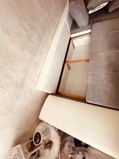 Ecksofa - weiß-grau -