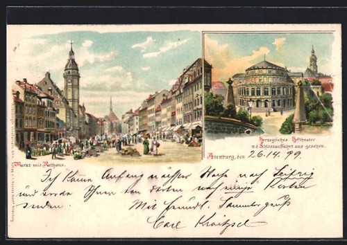 Lithographie altenburg markt - altenburg,,