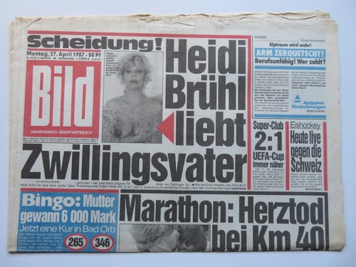 Bild zeitung vom - zeitung, 27.04.1987