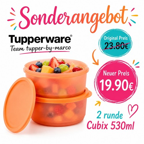 Tupperware cubix 530ml - tupperware, orange