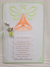 5 Grußkarten FADENGRAFIK + handgefertigtem Schutzengel * viele Gelegenheiten 07
